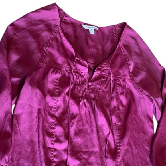 American Eagle Medium Top Purple Blouse Long Sleeve Shirt Minimalist AE Coquette - Picture 4 of 10